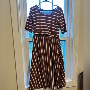 Latched Mama Rust Stripe Classic Cotton Dress